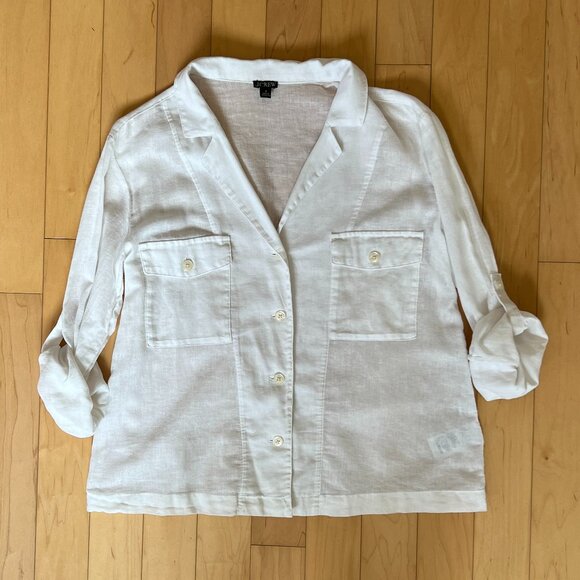J. Crew Tops - JCrew Linen/Cotton Woven Shirt White Size 8